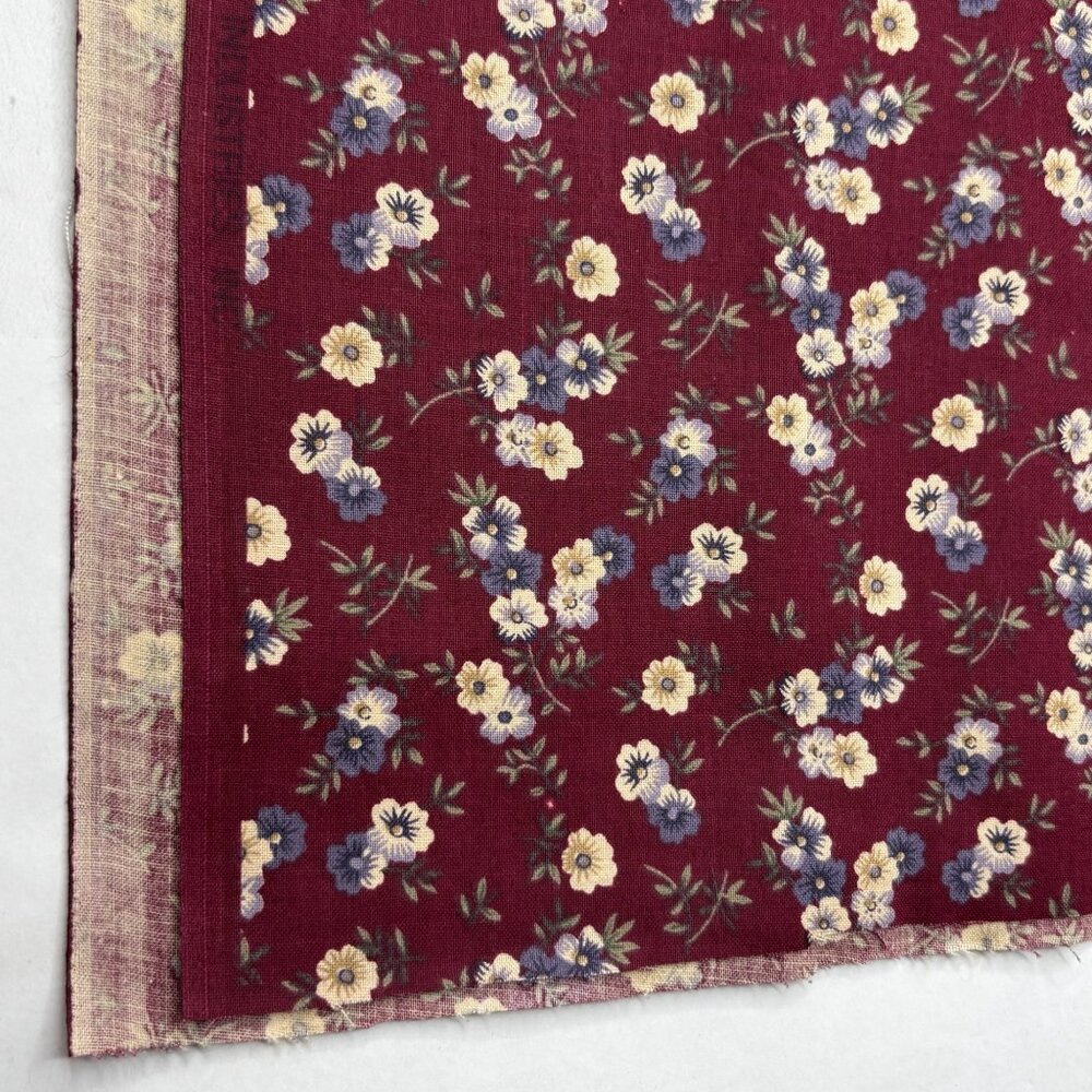 2 3/4 Yards Cut Springs Industries Burgundy Red Maroon Flowers Quilting Fabric - Picture 4 of 4